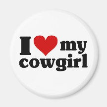 I Heart My Cowgirl Refrigerator Magnets