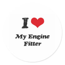 I heart My Engine Fitter Round Sticker