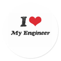 I heart My Engineer Round Sticker
