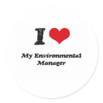 I heart My Environmental Manager Round Stickers