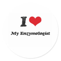 I heart My Enzymologist Round Stickers