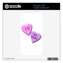 I Heart My Geek Candy Hearts Skin For The iPhone 4S