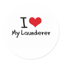 I heart My Launderer Round Sticker