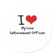 I heart My Law Enforcement Officer Round Stickers