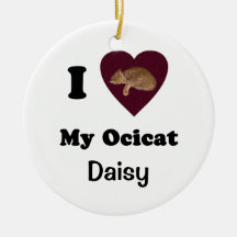 I Heart My Ocicat Personalized Ornament