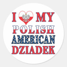 I Heart My Polish American Dziadek Round Sticker