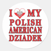 I Heart My Polish American Dziadek Round Sticker