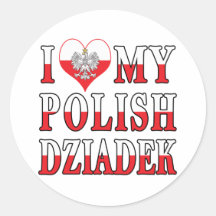 I Heart My Polish Dziadek Round Sticker