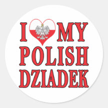 I Heart My Polish Dziadek Round Sticker