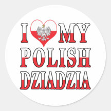 I Heart My Polish Dziadzia Round Stickers