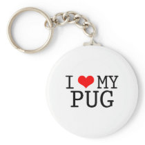I Heart My Pug Key Chains