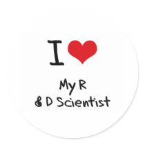 I heart My R & D Scientist Round Stickers