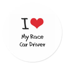I heart My Race Car Driver Round Stickers