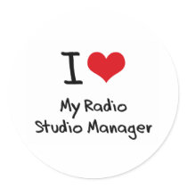 I heart My Radio Studio Manager Round Sticker