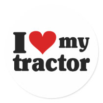 I Heart My Tractor Round Sticker