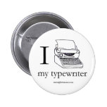 I heart my typewriter pin, round
