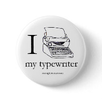 I heart my typewriter pin, round buttons