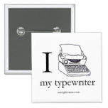 I heart my typewriter pin, square