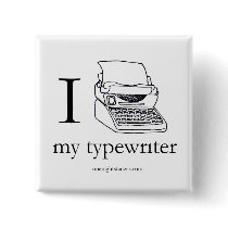 I heart my typewriter pin, square buttons