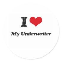 I heart My Underwriter Round Sticker