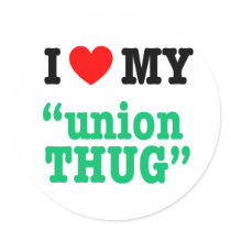 I Heart My "Union Thug" Round Stickers