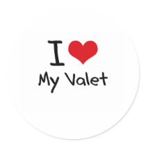 I heart My Valet Round Sticker