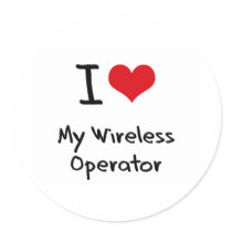 I heart My Wireless Operator Round Stickers