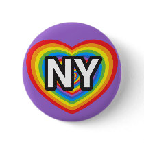 I heart New York. I love New York. NYC rainbow Pinback Button