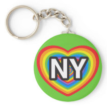 I heart New York. I love New York. NYC rainbow Keychain