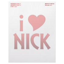 I Heart Nick Customized Letterhead