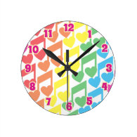 I Heart Notes and Music Love Round Clocks