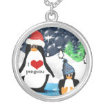 I Heart Penguin Christmas Necklace