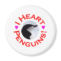 I Heart Penguins - Circle magnets by KevOzDotCom I Heart Penguins - Circle magnets