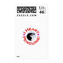 I Heart Penguins - Circle postage by KevOzDotCom I Heart Penguins - Circle postage
