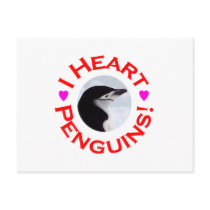 I Heart Penguins - Circle postcards by KevOzDotCom I Heart Penguins - Circle postcards