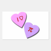 I Heart Pi Candy Hearts Stickers