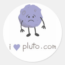 i heart pluto.com round stickers