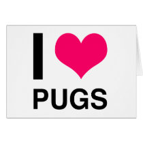 I Heart Pugs Greeting Cards