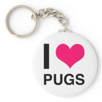 I Heart Pugs Keychain