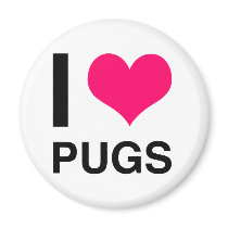 I Heart Pugs Fridge Magnet