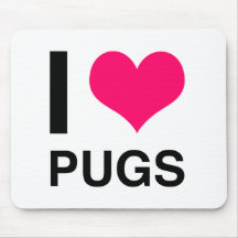 I Heart Pugs Mousepads