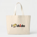 I Heart Real Chicks Jumbo Tote Bag
