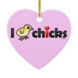 I Heart Real Chicks Heart Ornament