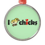 I Heart Real Chicks Premium circle Ornament
