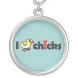 I Heart Real Chicks Silver Plated Necklace