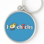 I Heart Real Chicks Premium Round Keychain