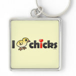 I Heart Real Chicks Premium Square Keychain