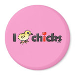 I Heart Real Chicks Round Magnet