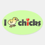 I Heart Real Chicks Oval Sticker