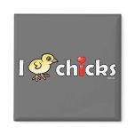 I Heart Real Chicks Square Magnet